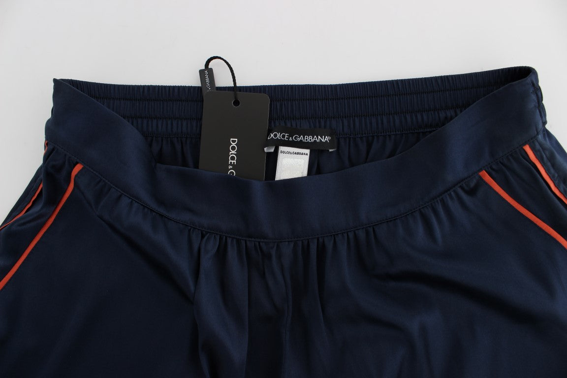 Dolce & Gabbana Blaue Seiden-Stretch-Schlafshorts