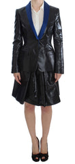 Exte Zwart Blauw Tweedelig Pak Rok & Blazer
