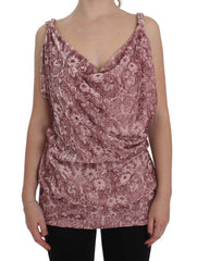 Exte Roze Bloemenprint Viscose Zijden Blouse Top