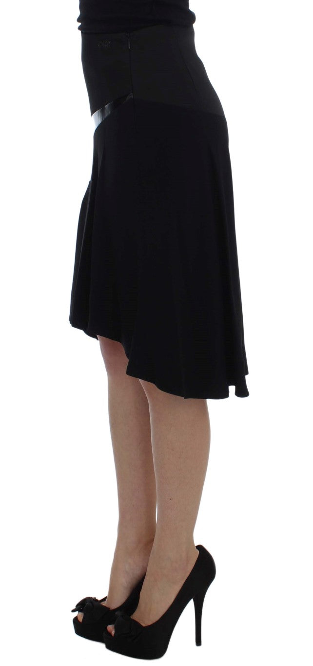 Exte Zwart Blauwe Katoen Stretch Rechte Rok