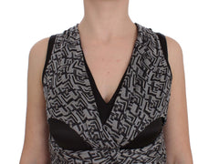 Karl Lagerfeld Grau Schwarz Seidenbluse Top