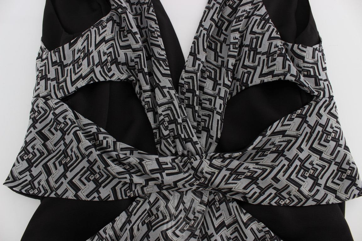 Karl Lagerfeld Grau Schwarz Seidenbluse Top