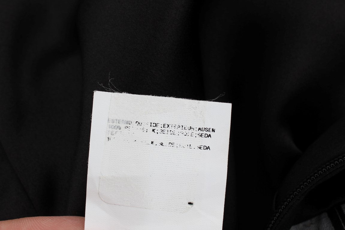 Karl Lagerfeld Grau Schwarz Seidenbluse Top