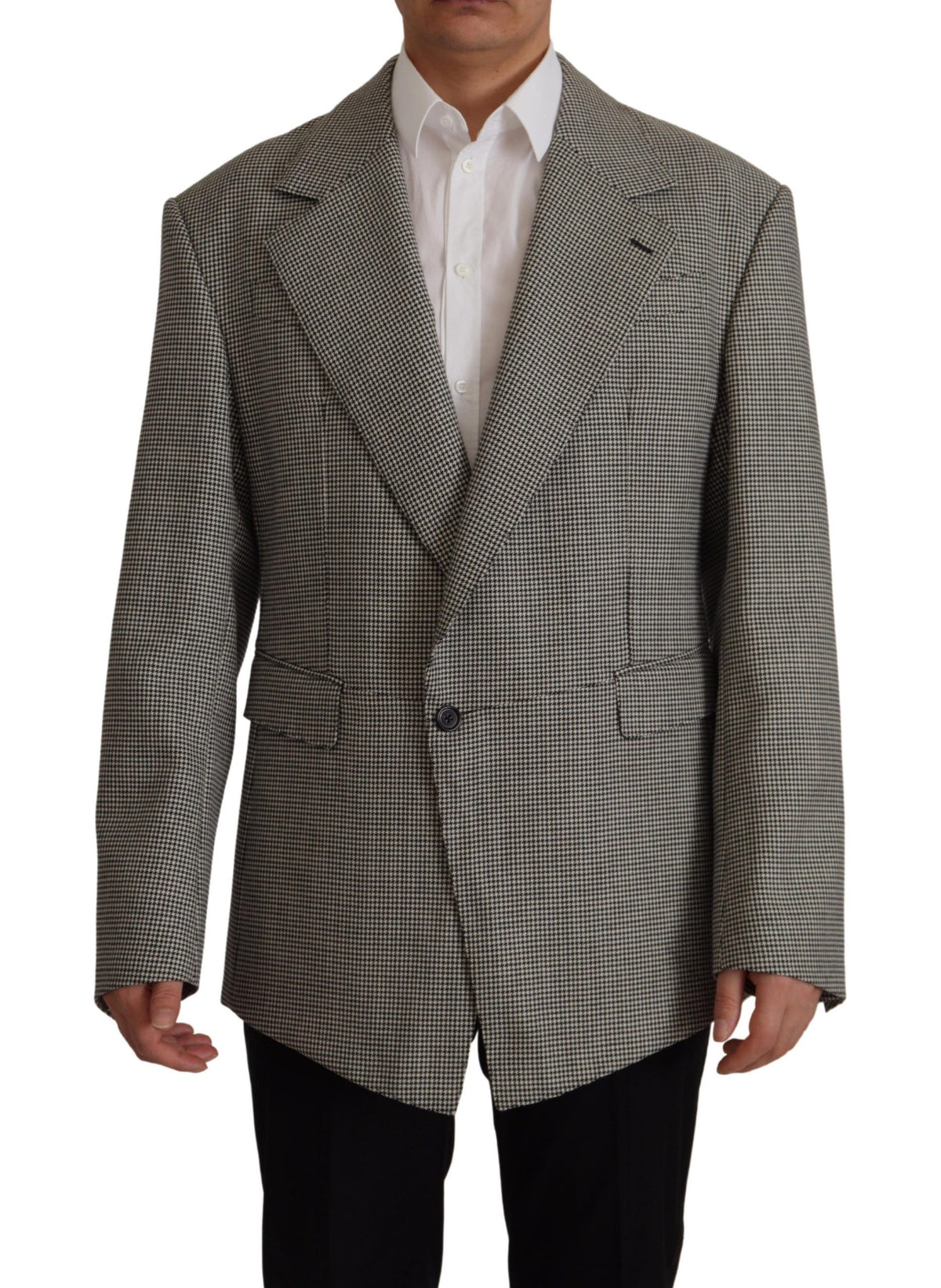 Dolce & Gabbana Grau kariertes Sakko Blazer Einreiher