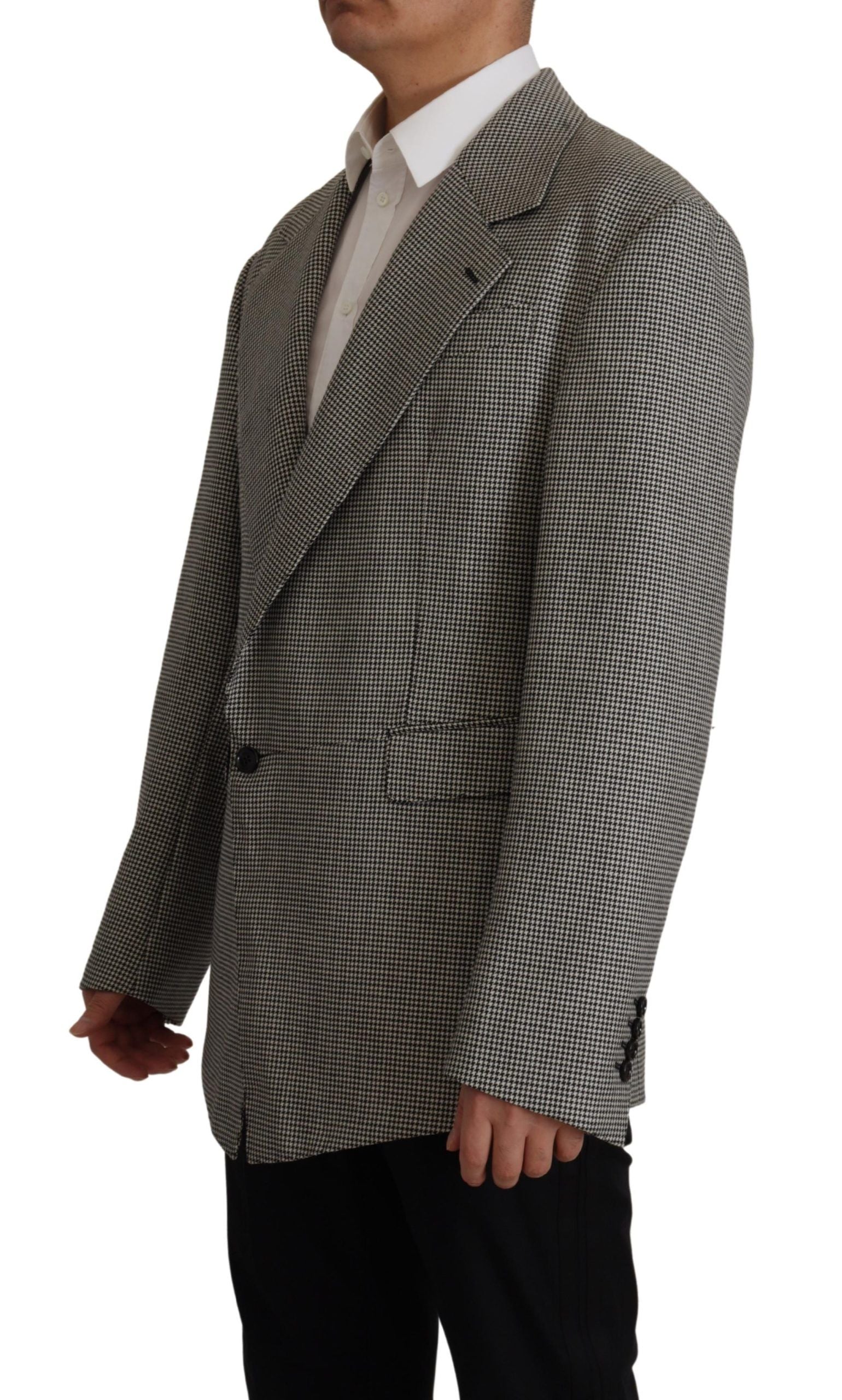Dolce & Gabbana Grau kariertes Sakko Blazer Einreiher