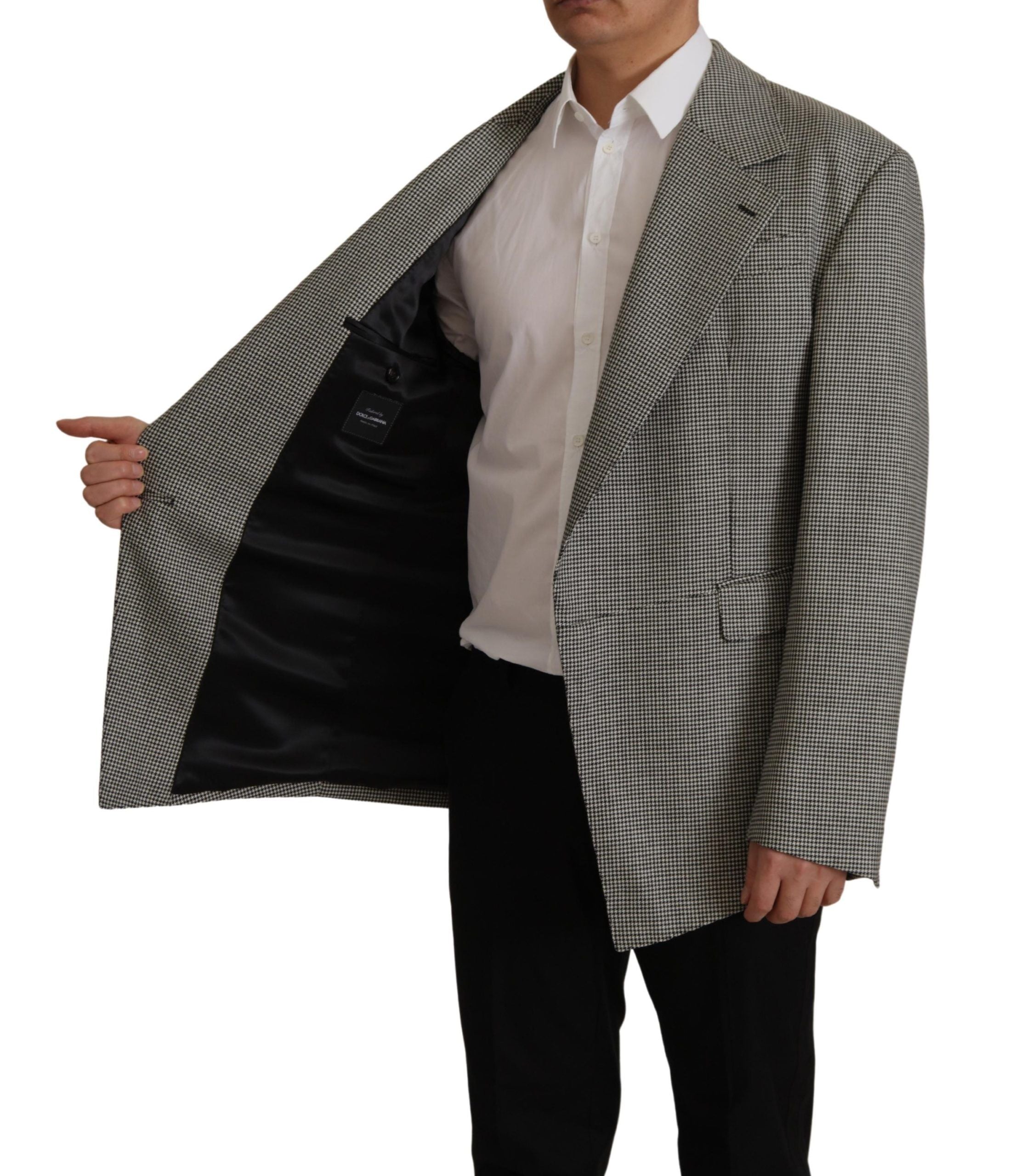 Dolce & Gabbana Grau kariertes Sakko Blazer Einreiher