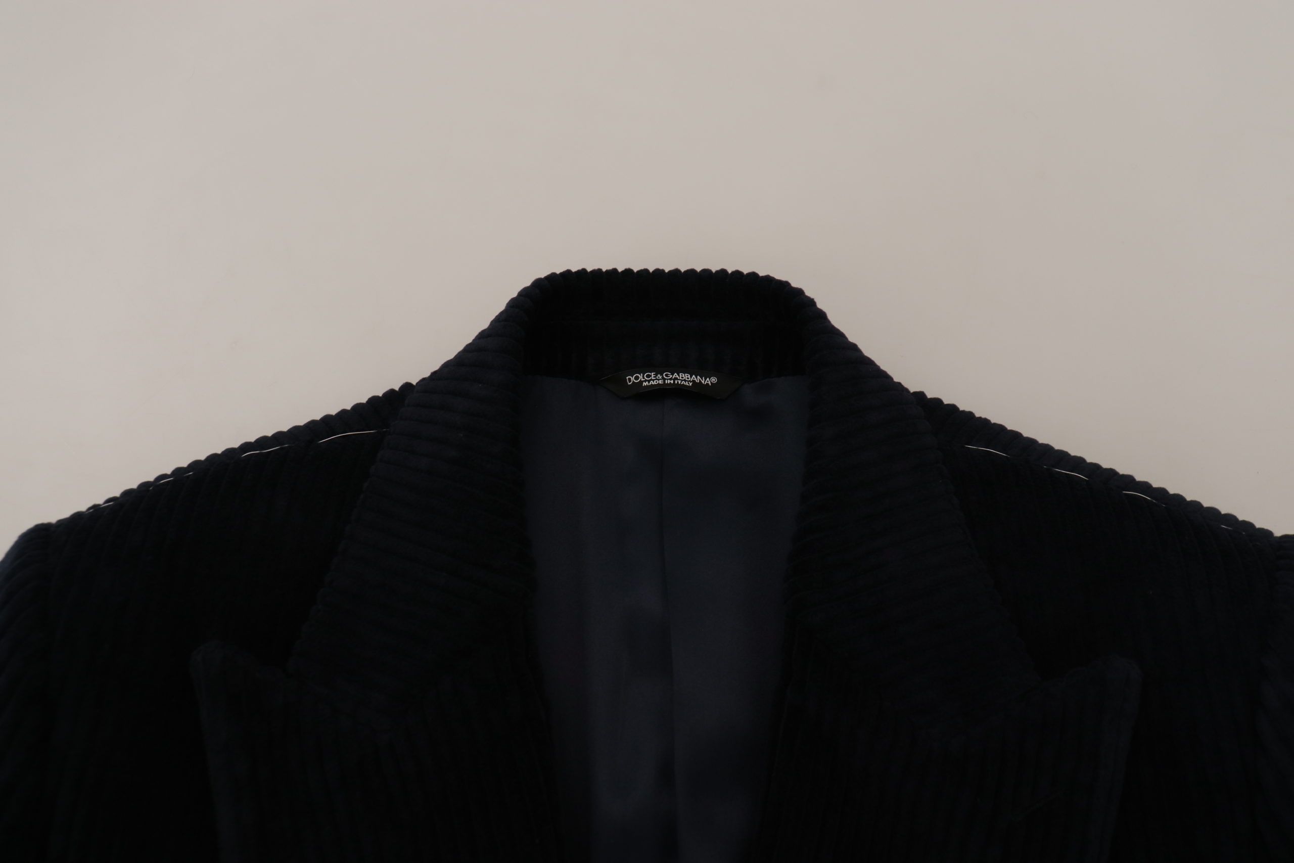 Dolce & Gabbana Schwarze Baumwollstrickjacke Langer Mantel Herrenjacke