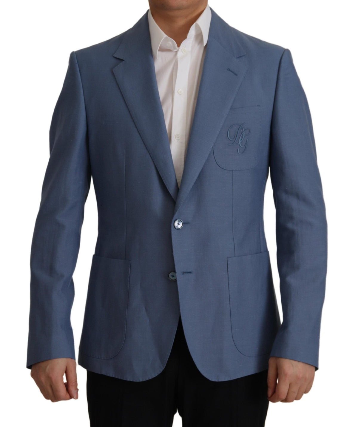 Dolce & Gabbana Blauer Einreihiger Logo-Blazer