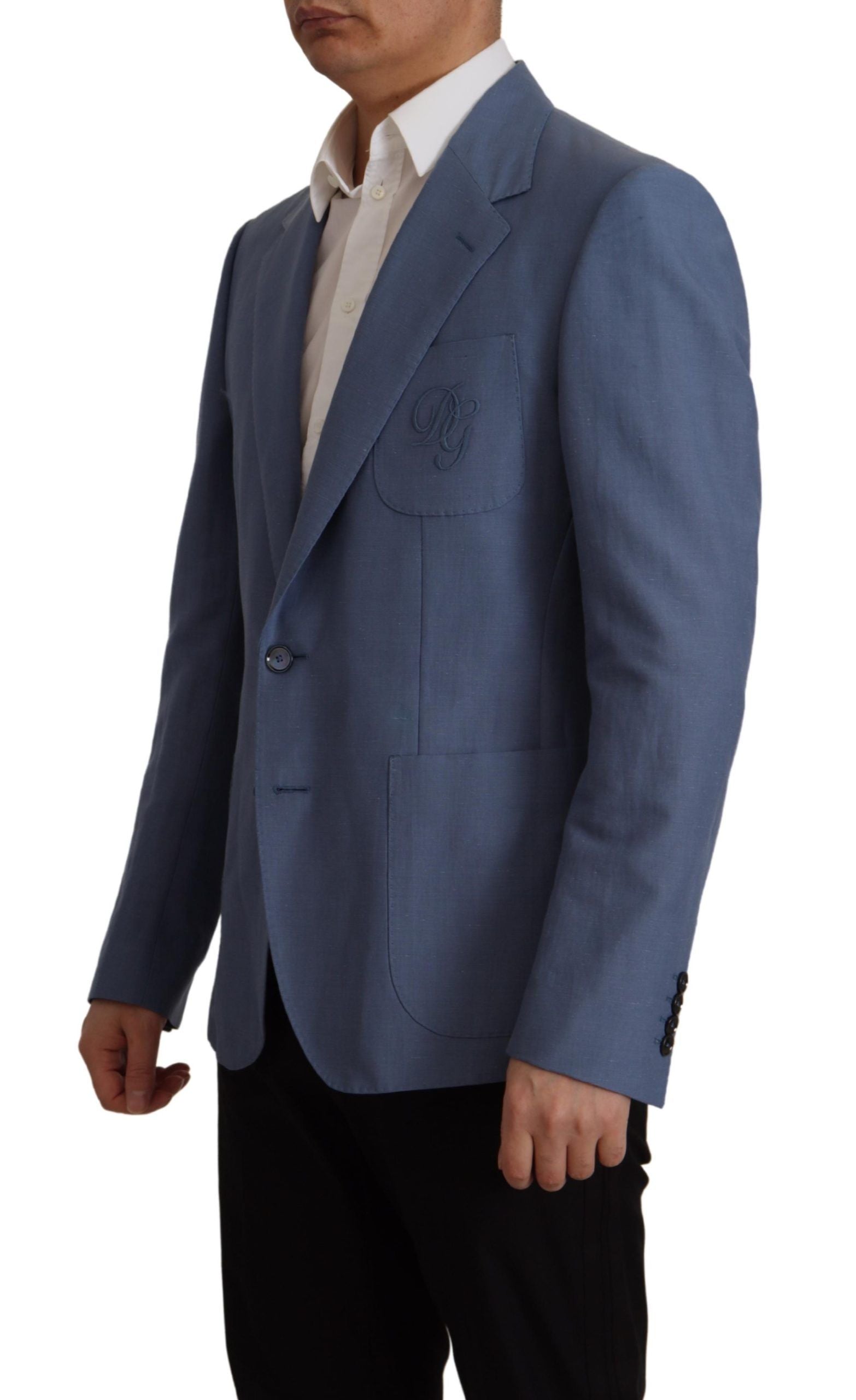 Dolce & Gabbana Blauer Einreihiger Logo-Blazer
