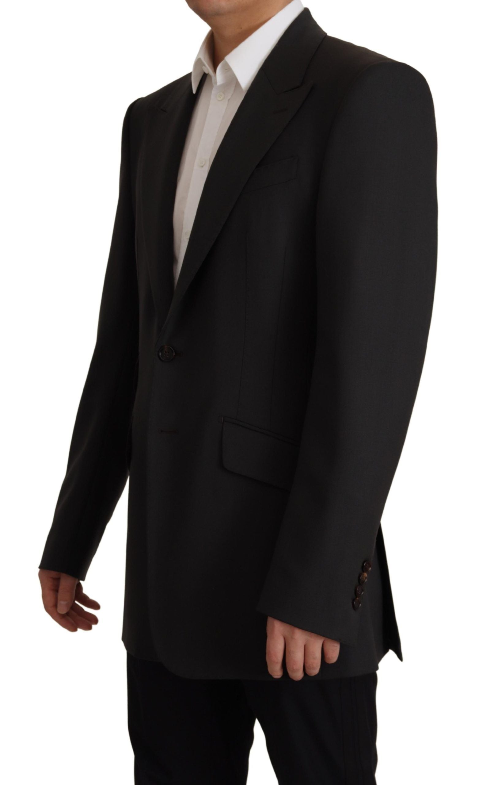 Dolce & Gabbana Schwarzer Blazer aus Wolle mit einfacher Knopfleiste v