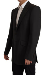 Dolce & Gabbana Schwarzer Blazer aus Wolle mit einfacher Knopfleiste v