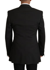 Dolce & Gabbana Schwarzer Blazer aus Wolle mit einfacher Knopfleiste v