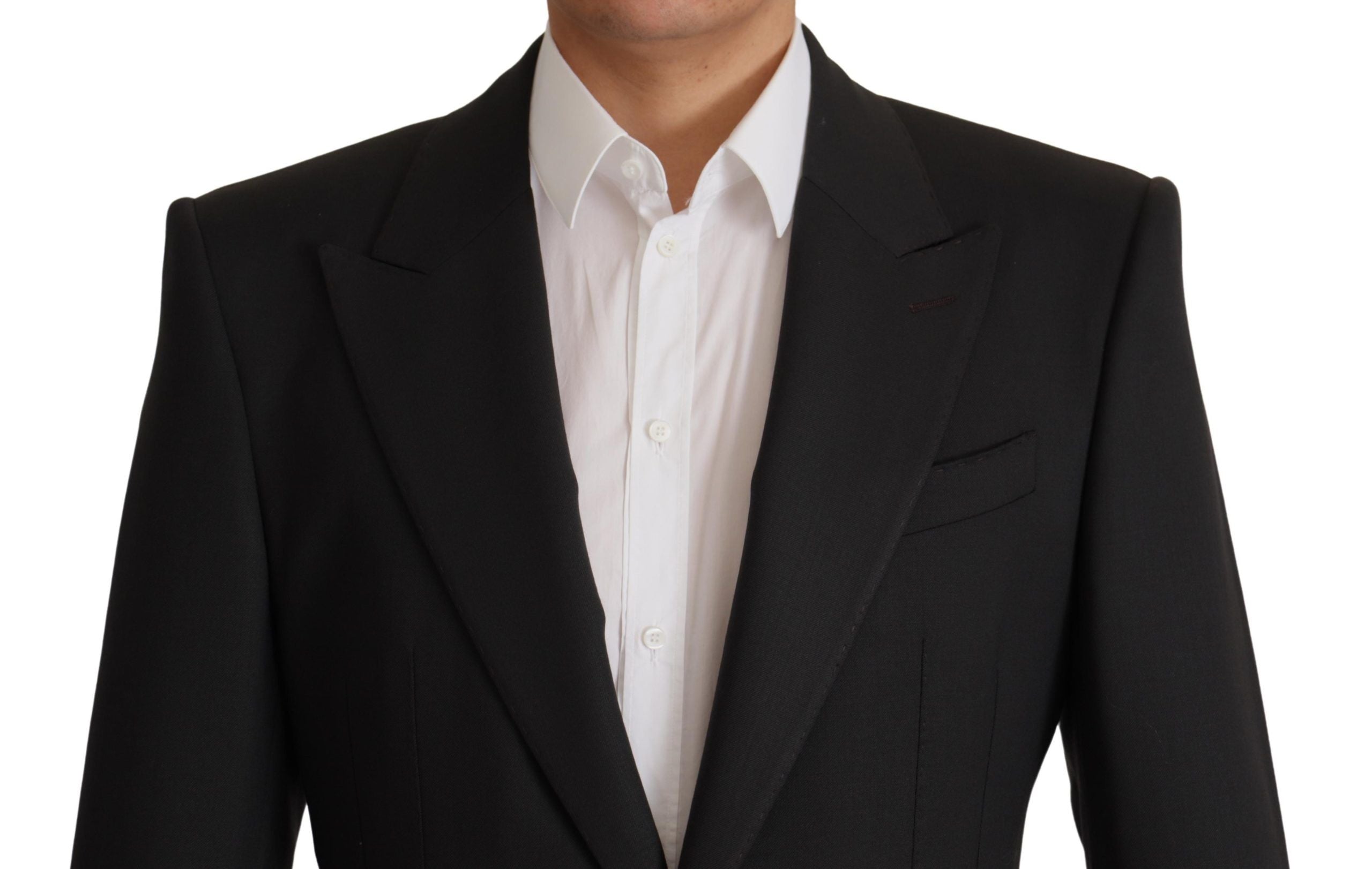 Dolce & Gabbana Schwarzer Blazer aus Wolle mit einfacher Knopfleiste v