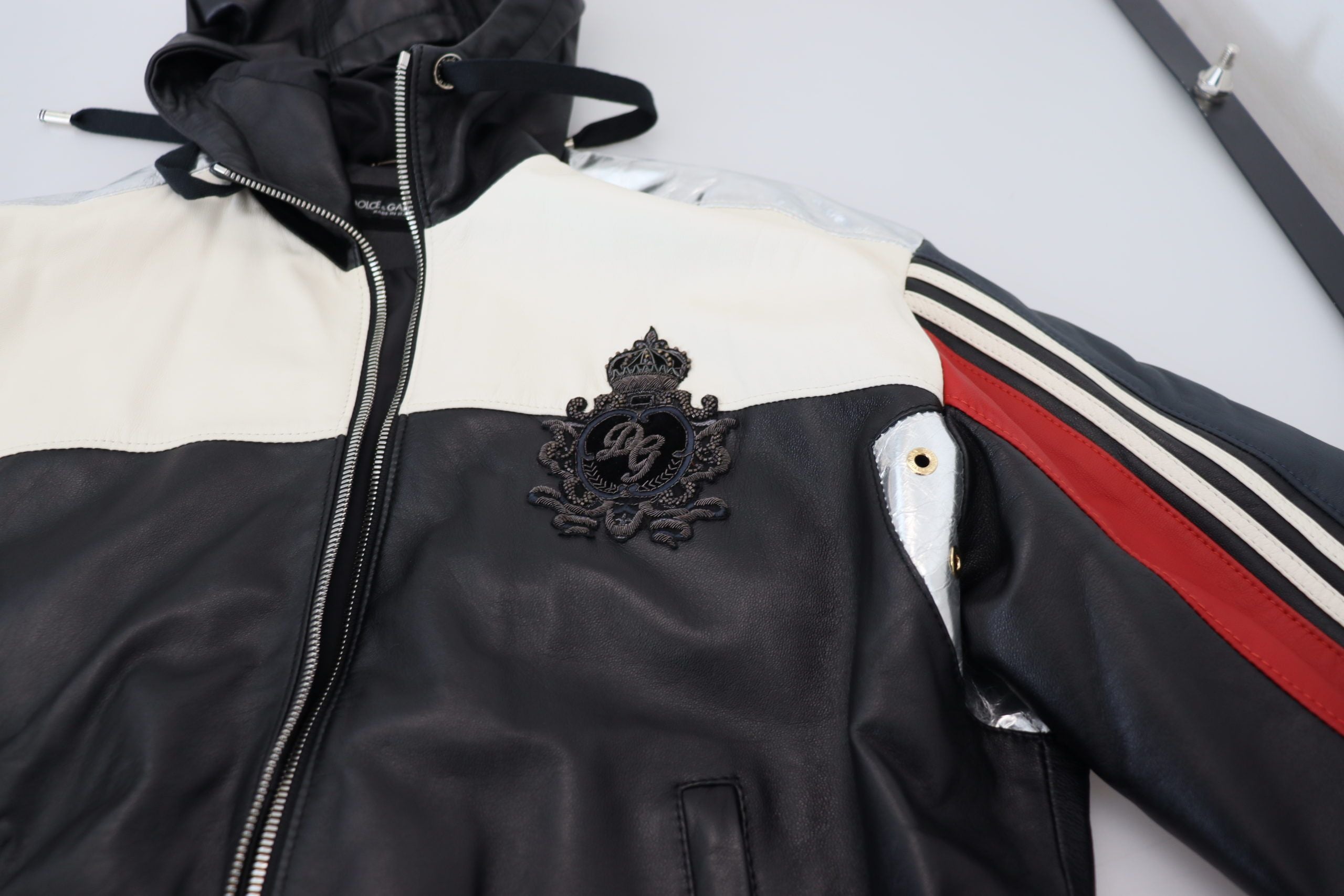 Dolce & Gabbana Schwarze Lederjacke mit Kapuze, Blouson-Schnitt
