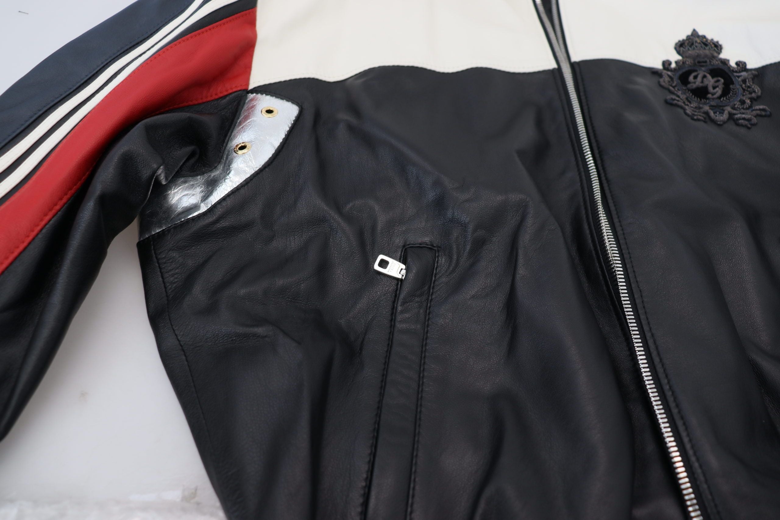 Dolce & Gabbana Schwarze Lederjacke mit Kapuze, Blouson-Schnitt