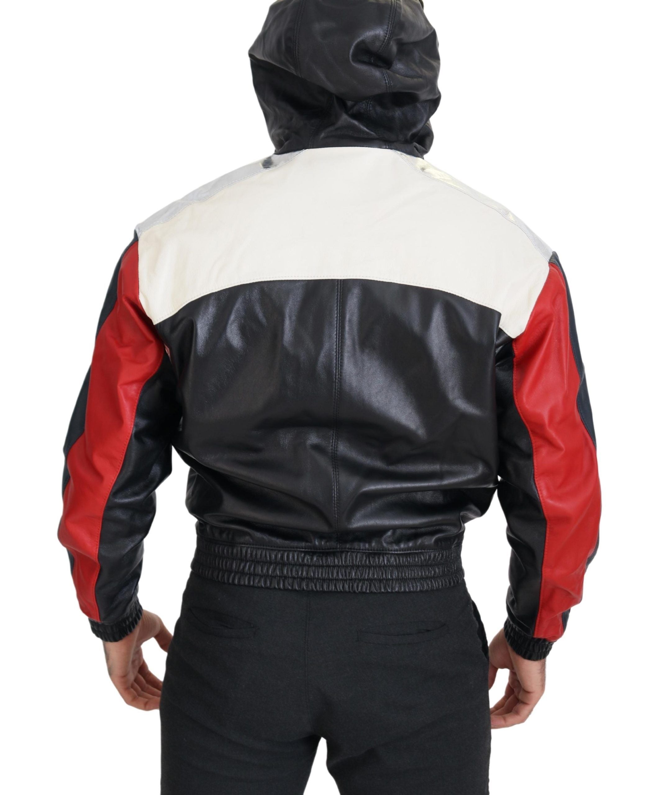 Dolce & Gabbana Schwarze Lederjacke mit Kapuze, Blouson-Schnitt