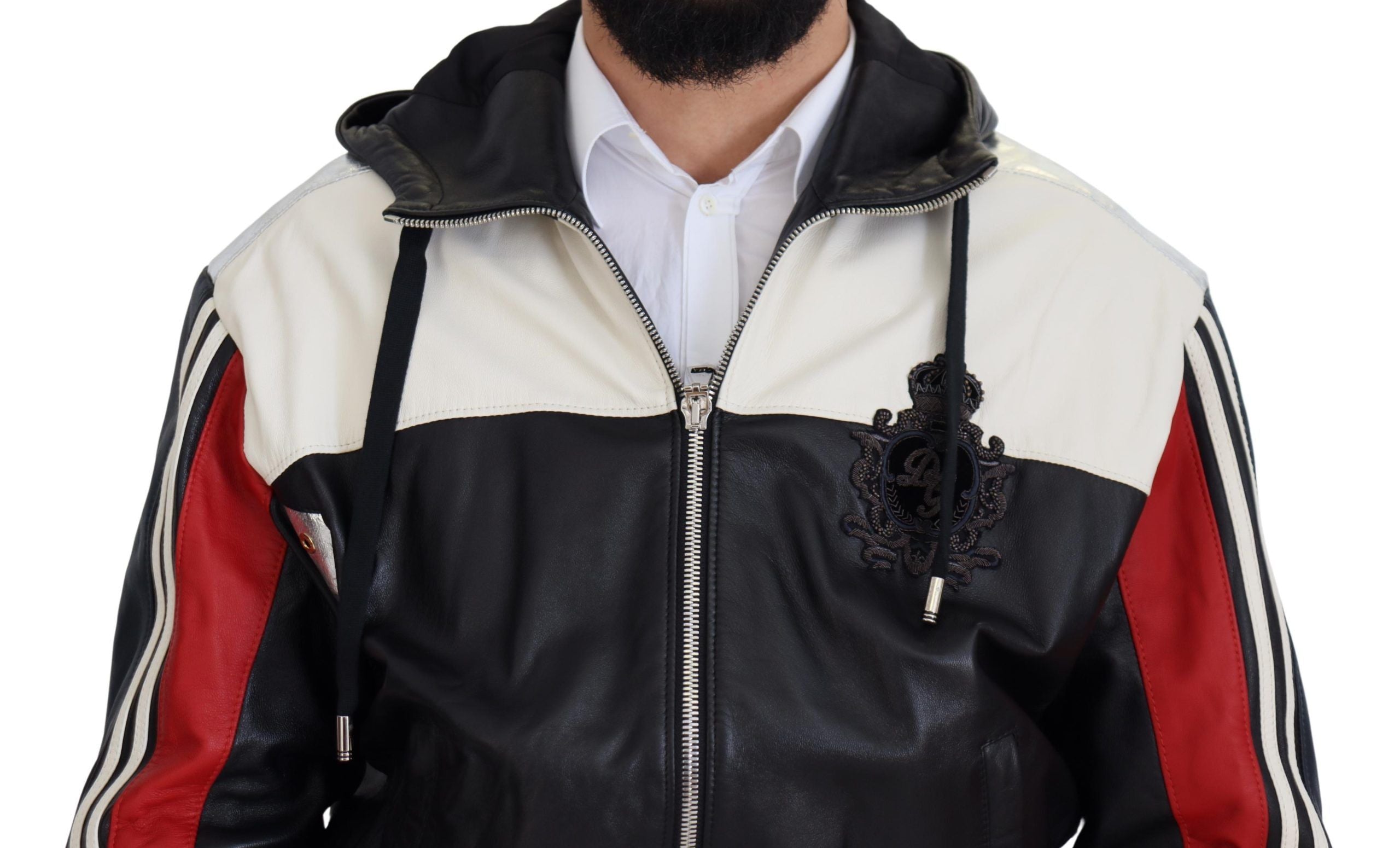 Dolce & Gabbana Schwarze Lederjacke mit Kapuze, Blouson-Schnitt