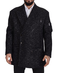 Dolce & Gabbana Schwarzer Doppelreiher aus Wolle Herrenjacke