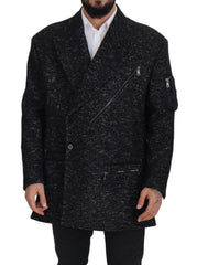 Dolce & Gabbana Schwarzer Doppelreiher aus Wolle Herrenjacke