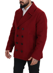Dolce & Gabbana Roter Zweireihiger Wollmantel