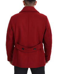 Dolce & Gabbana Roter Zweireihiger Wollmantel