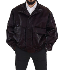 Dolce & Gabbana Bordeaux Nylon Heren Jas met Kraag