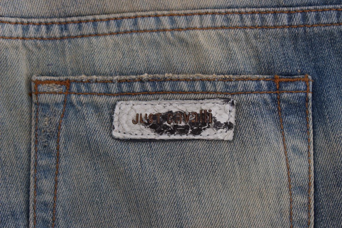 Cavalli Blauw Gewassen Katoenen Slim Fit Bootcut Jeans