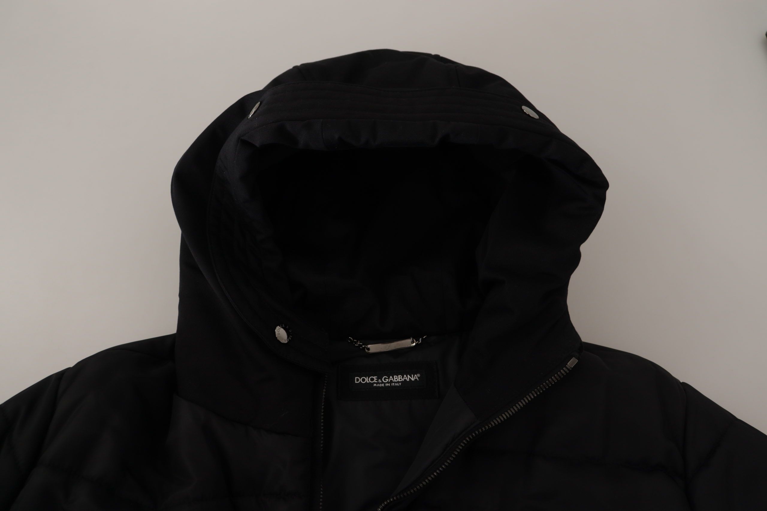 Dolce & Gabbana Zwarte Nylon Parka met Capuchon Winterjas