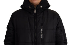 Dolce & Gabbana Zwarte Nylon Parka met Capuchon Winterjas