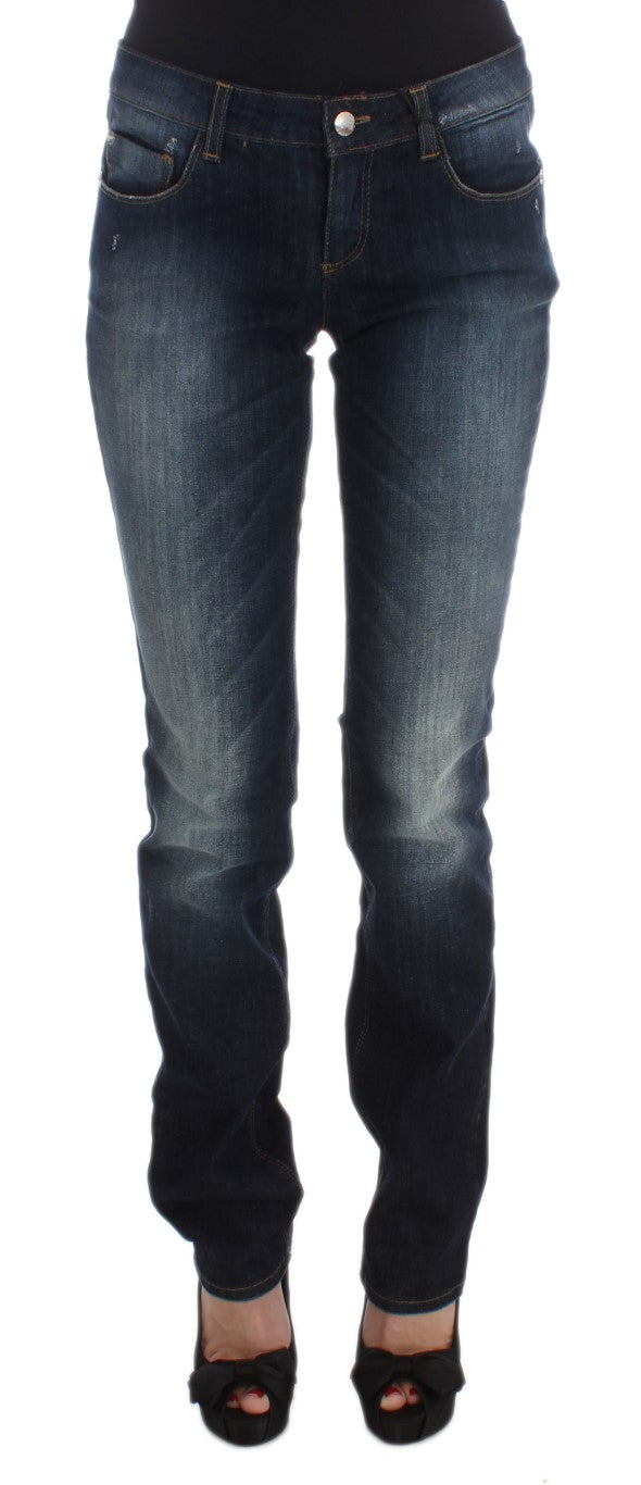 Costume National Blaue Slim-Fit Bootcut Jeans aus Baumwolle
