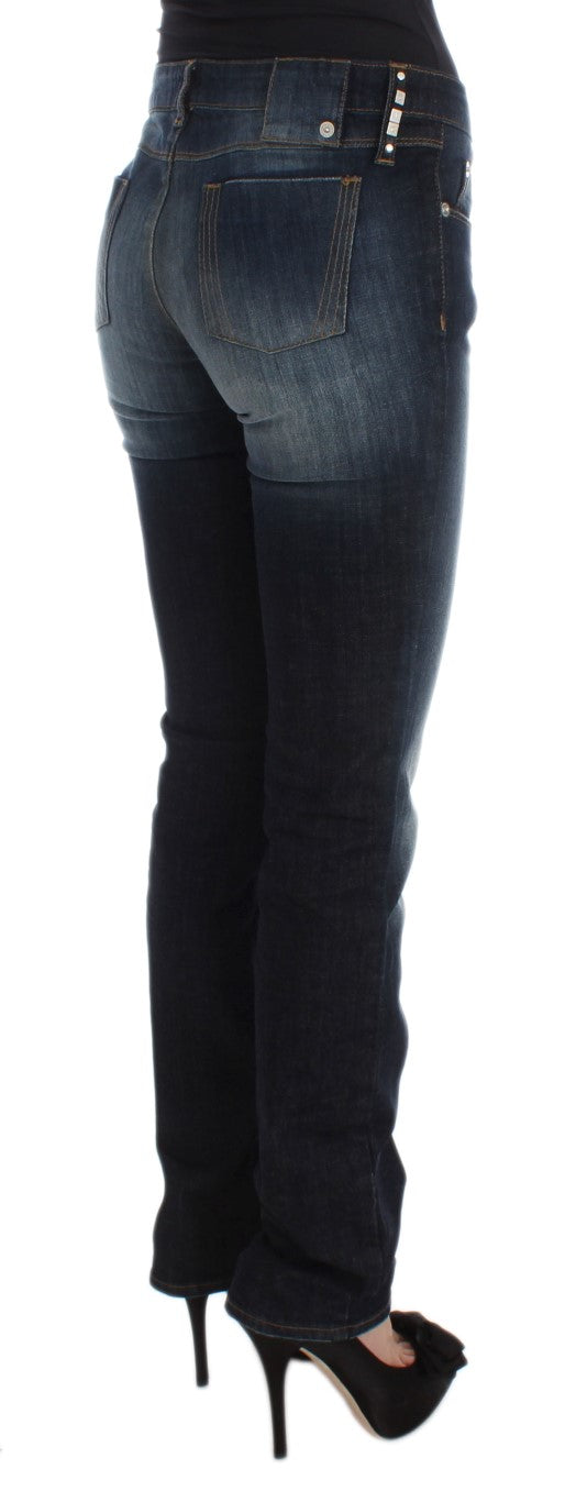 Costume National Blaue Slim-Fit Bootcut Jeans aus Baumwolle