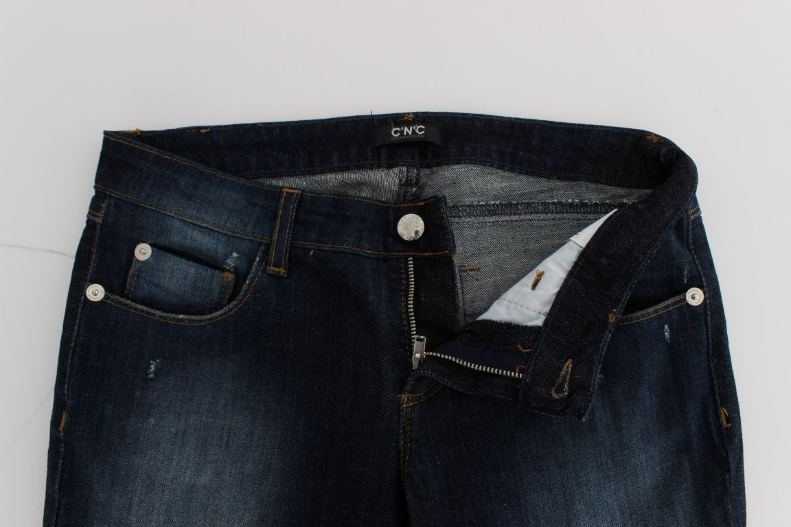 Costume National Blaue Slim-Fit Bootcut Jeans aus Baumwolle