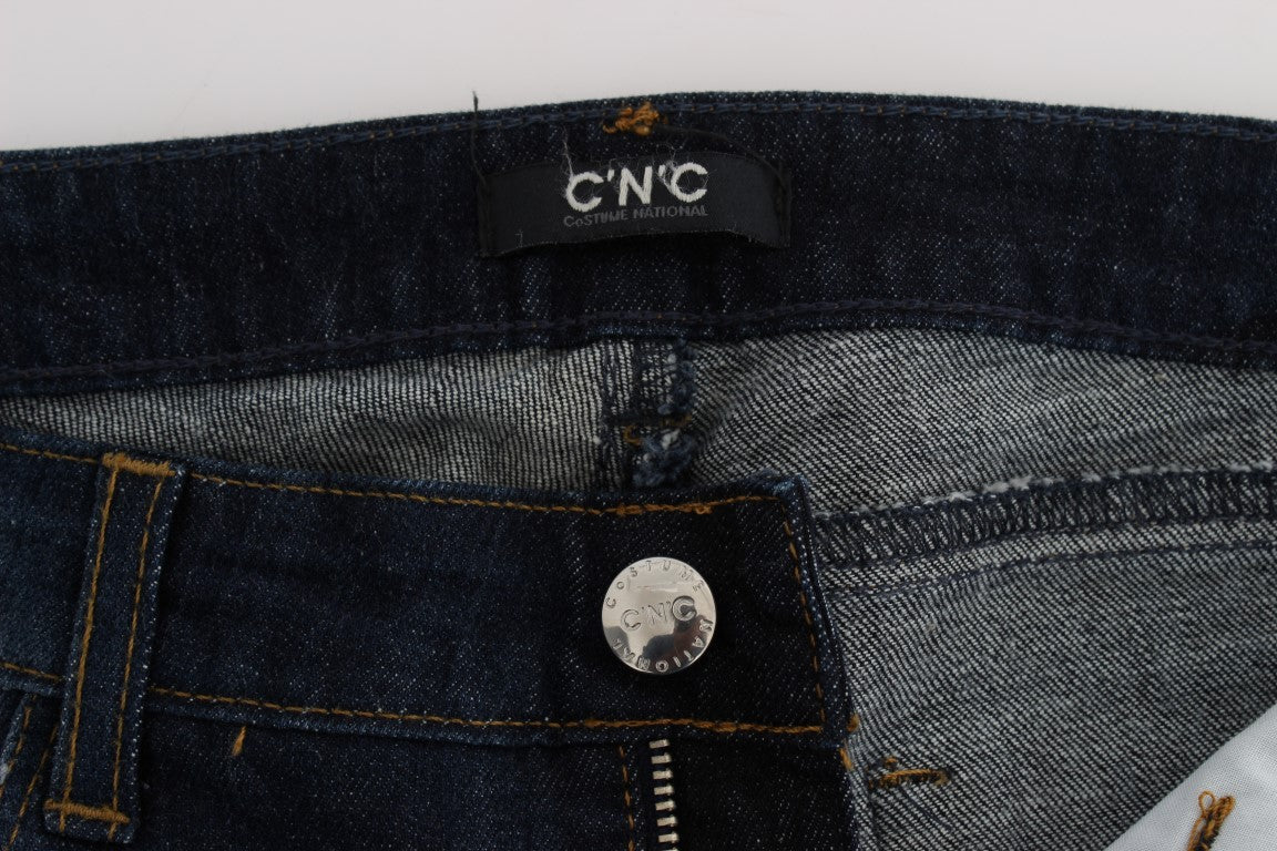 Costume National Blaue Slim-Fit Bootcut Jeans aus Baumwolle