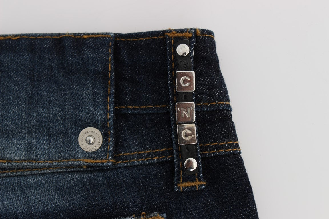 Costume National Blaue Slim-Fit Bootcut Jeans aus Baumwolle