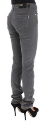 Costume National Gray Cotton Super Slim Corduroys Jeans