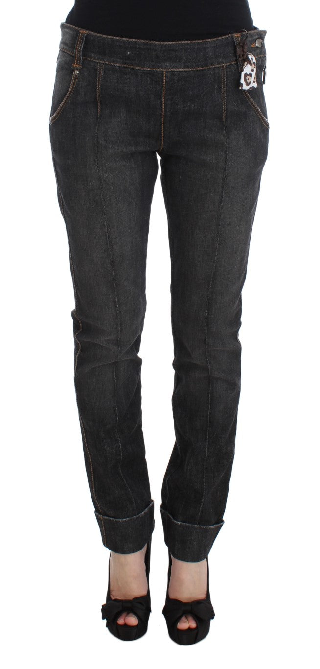 Ermanno Scervino Graue Slim Fit Jeans aus Baumwolle