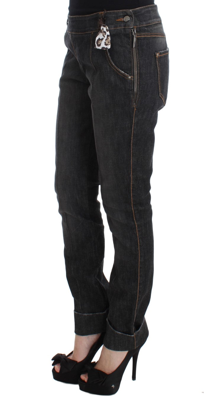 Ermanno Scervino Graue Slim Fit Jeans aus Baumwolle