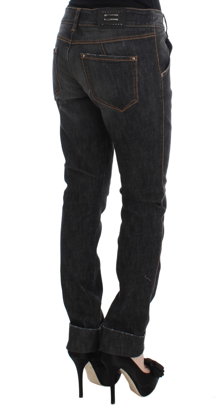 Ermanno Scervino Graue Slim Fit Jeans aus Baumwolle