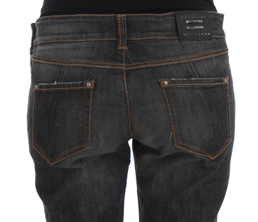 Ermanno Scervino Graue Slim Fit Jeans aus Baumwolle