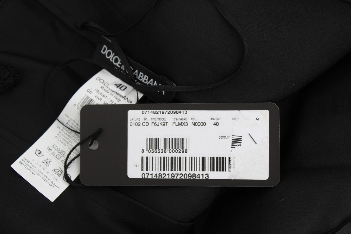 Dolce & Gabbana schwarzes Etuikleid mit Blumenmuster aus Spitze, knielang