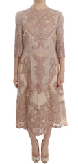 Dolce & Gabbana Pinkes Seiden-Spitzen-Ricamo-Shift-Kleid