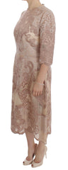 Dolce & Gabbana Pinkes Seiden-Spitzen-Ricamo-Shift-Kleid
