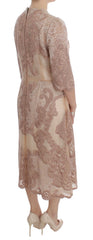 Dolce & Gabbana Pinkes Seiden-Spitzen-Ricamo-Shift-Kleid