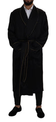 Dolce & Gabbana Schwarzer Morgenmantel-Wickeljacke aus 100 % Seide