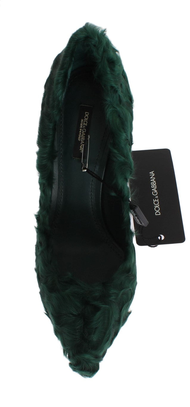 Dolce & Gabbana Pumps aus grünem Xiangao-Lammfell-Leder