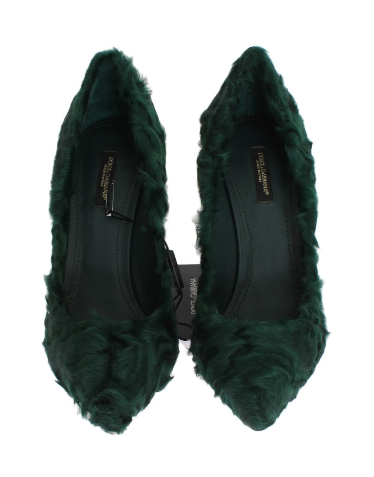 Dolce & Gabbana Pumps aus grünem Xiangao-Lammfell-Leder