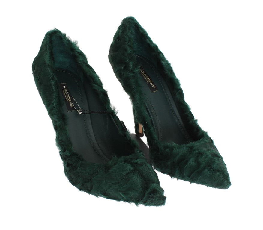 Dolce & Gabbana Pumps aus grünem Xiangao-Lammfell-Leder