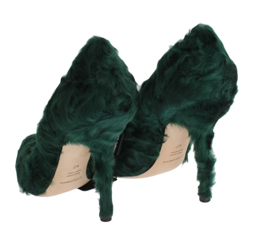 Dolce & Gabbana Pumps aus grünem Xiangao-Lammfell-Leder