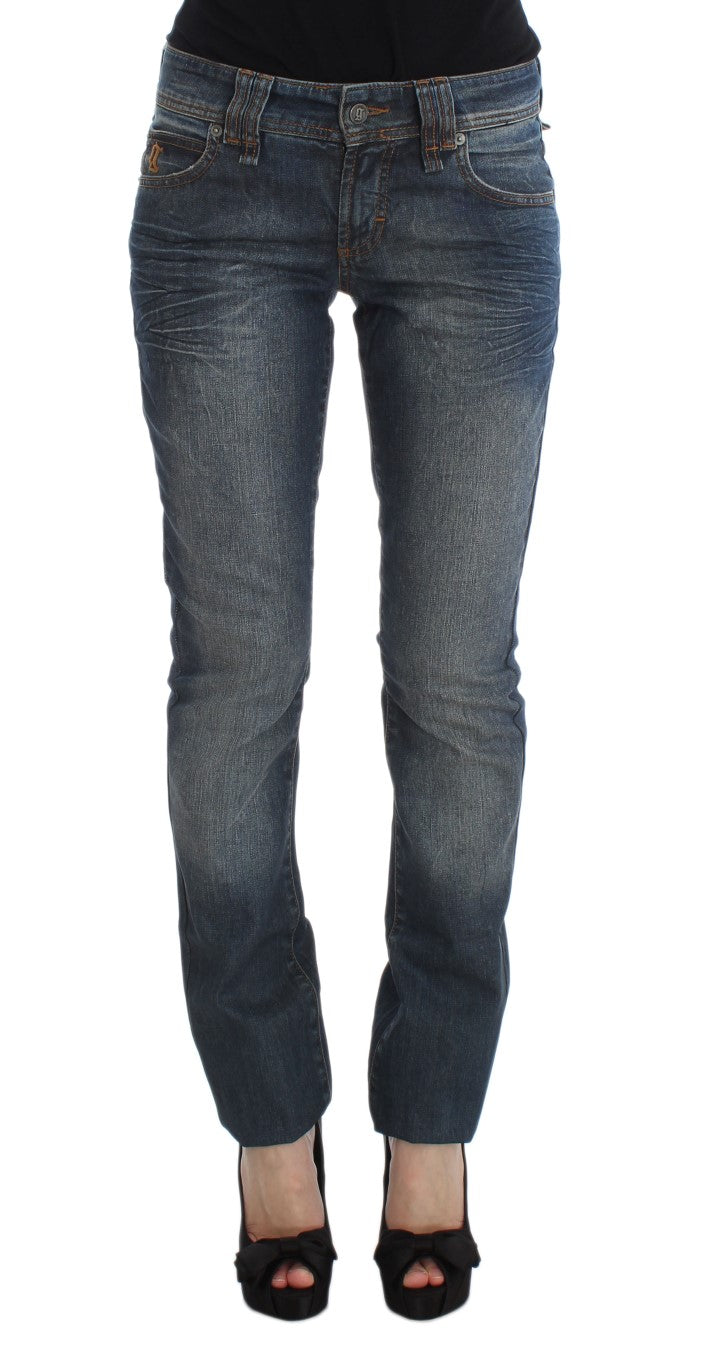 John Galliano Blue Wash Jeans aus Baumwoll-Mix, schmal geschnitten
