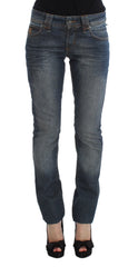 John Galliano Blue Wash Jeans aus Baumwoll-Mix, schmal geschnitten